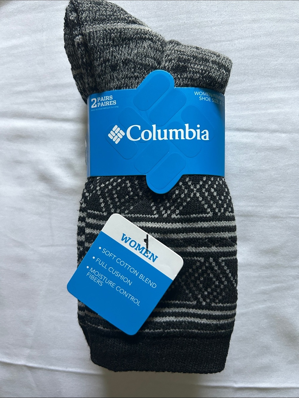 Columbia Black Gray 2 Pc Crew Socks